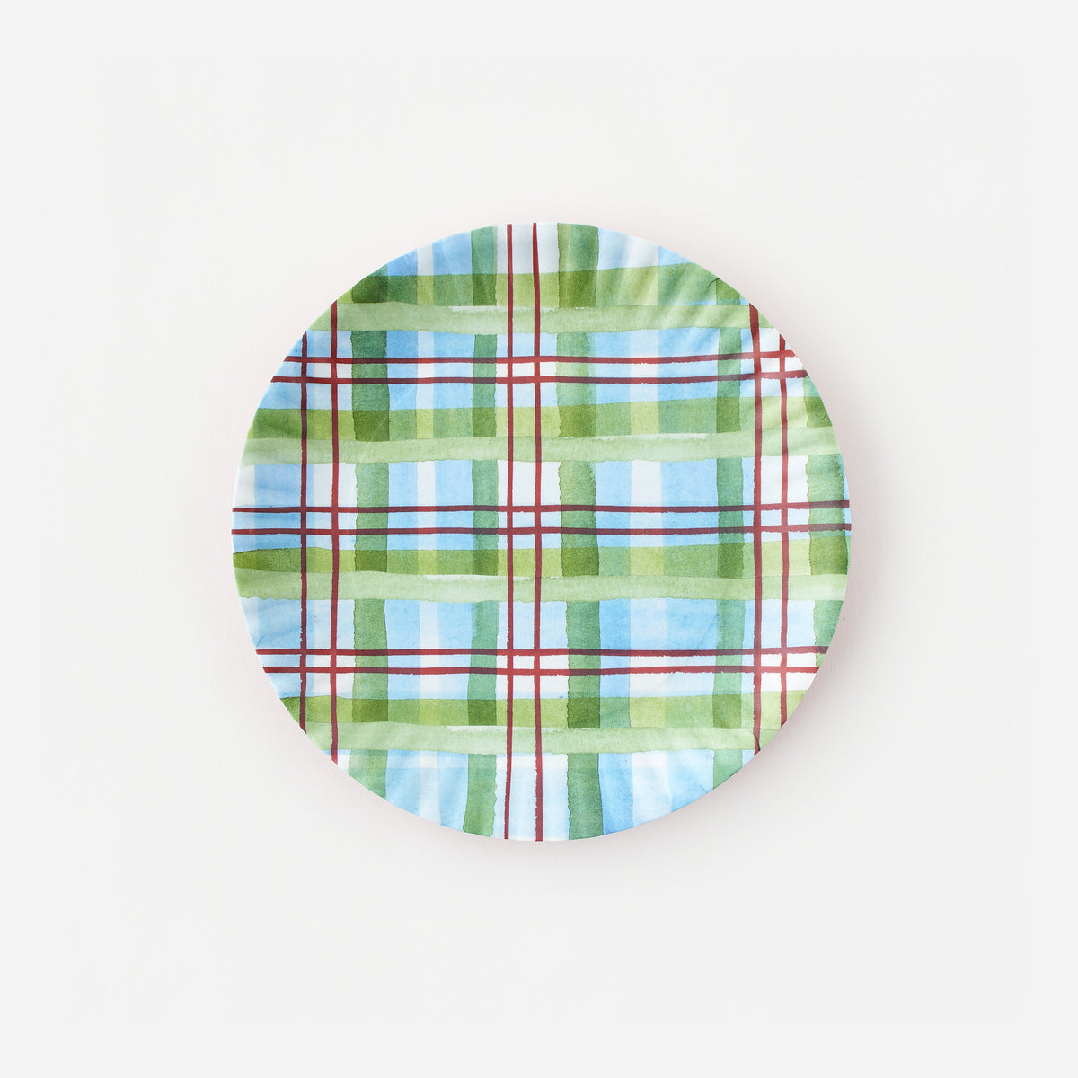 Plaid "Paper" Plate, Set of 4 Assorted Designs