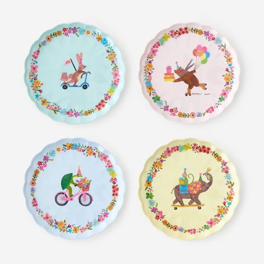Party Animal Scalloped Celebrate Plates, Set of 4