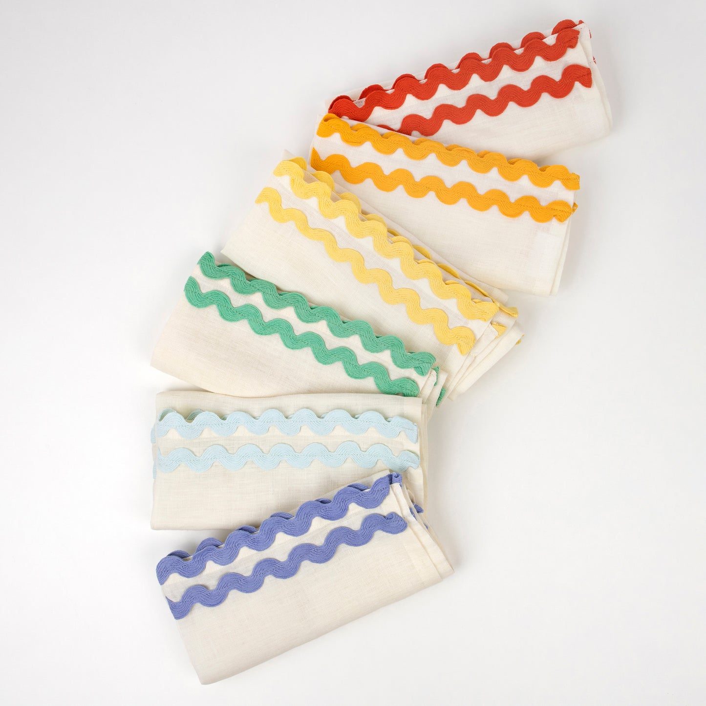 Set of 6 Colorful Ric Rac Napkins