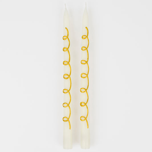 Gold Swirl Taper candles