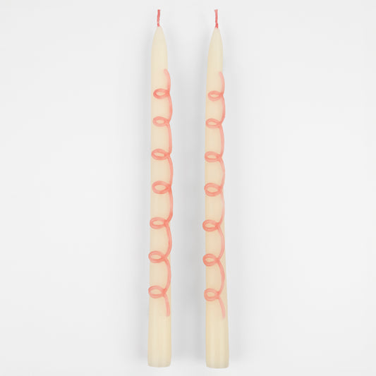 Pink Swirl Taper Candles