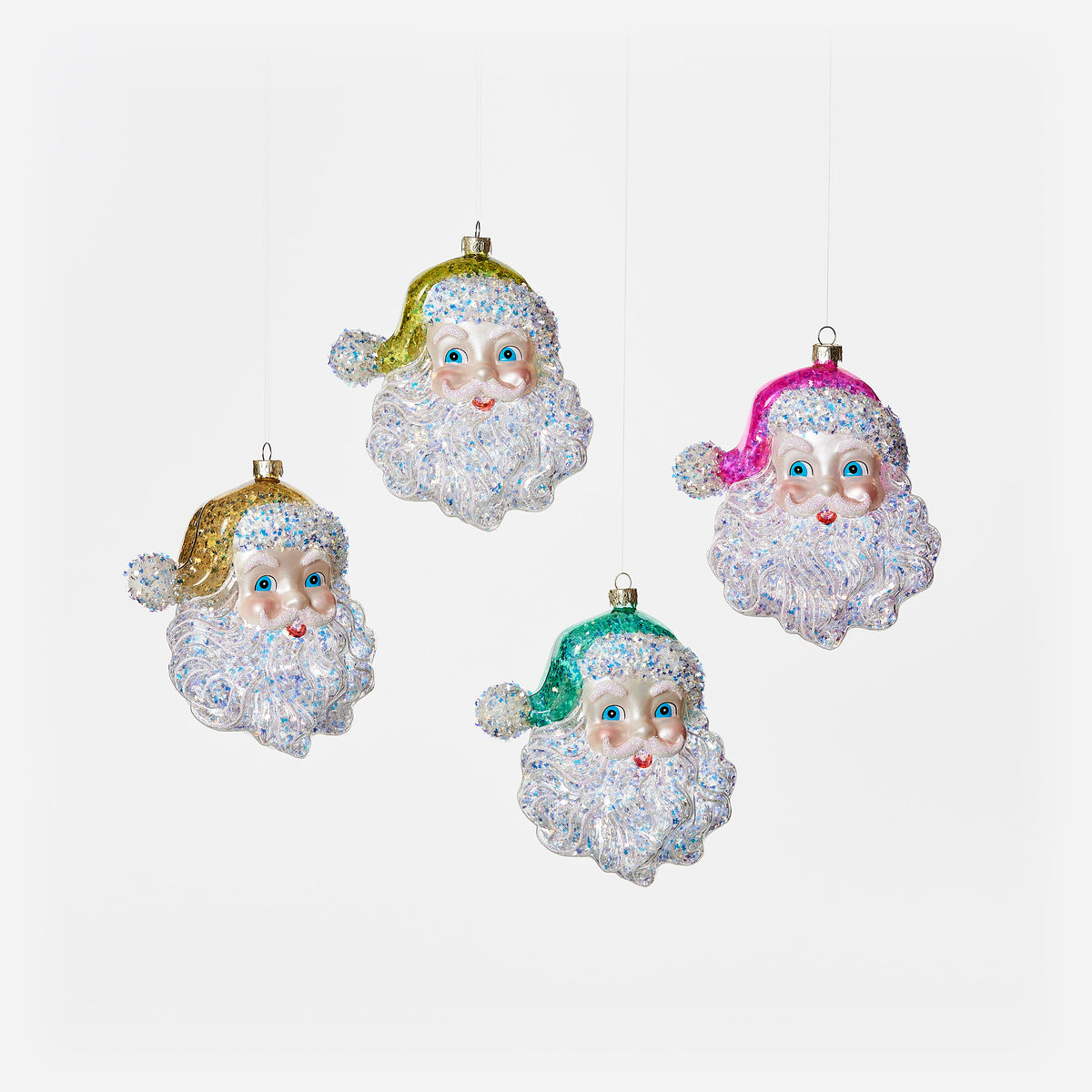 Cheerful Santa Ornament, Set of 4 Assorted
