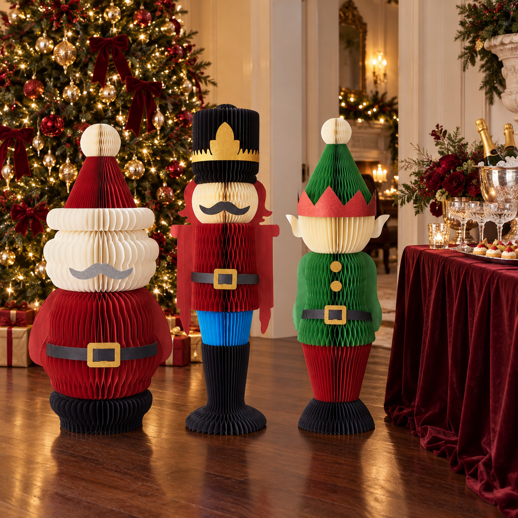 Accordion Christmas Character, Set of 3 Assorted