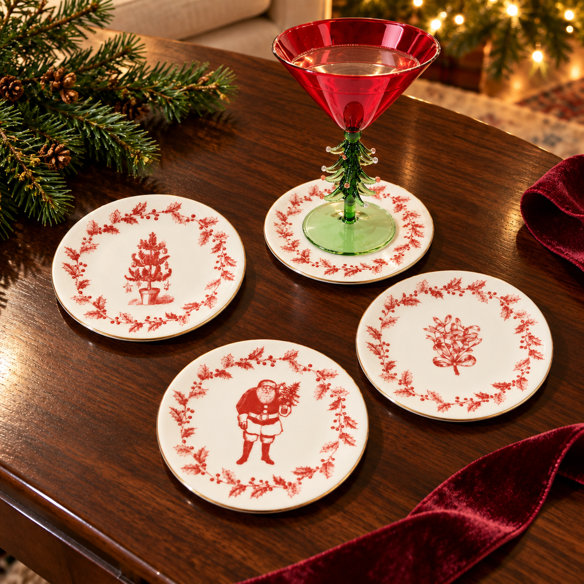 Yuletide Coasters in Gift Box, Set of 4