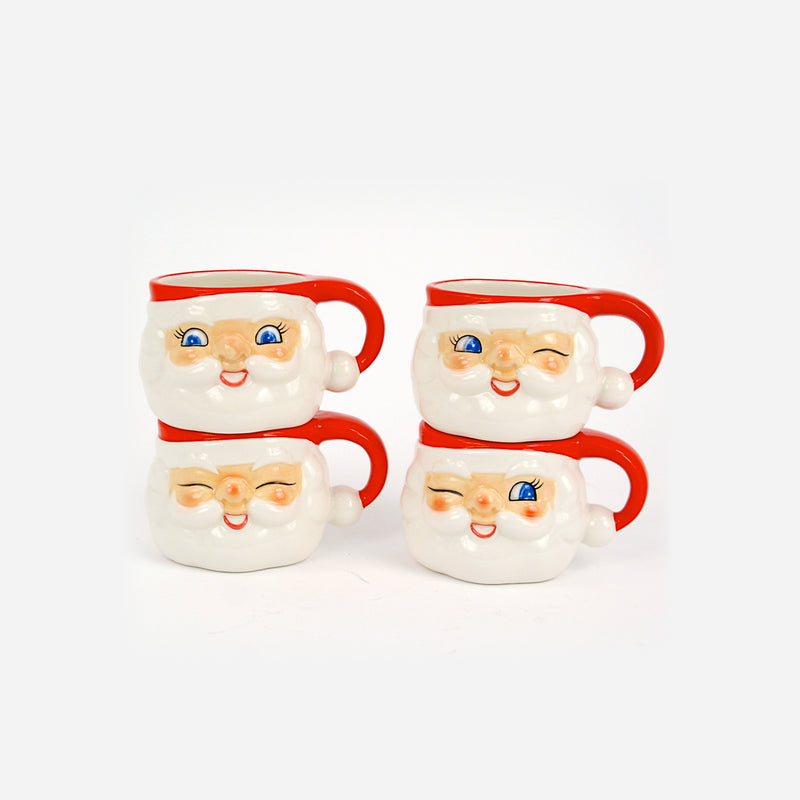Santa Mug, Set of 4 Assorted Styles