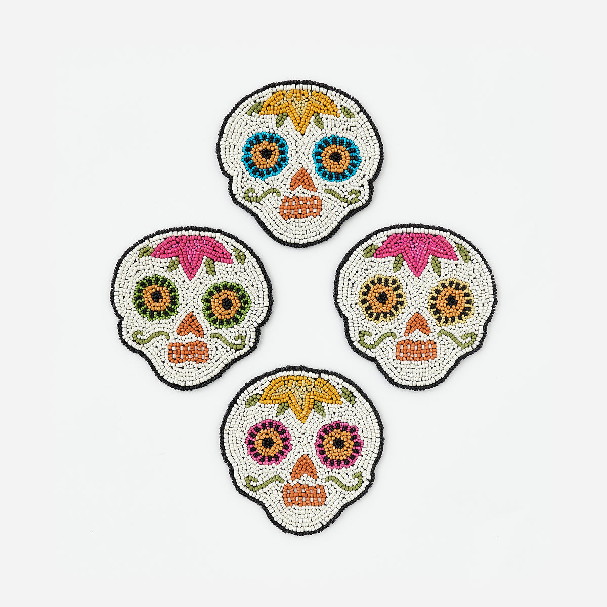 Sugar Skull Coasters, Set of 4 Assorted