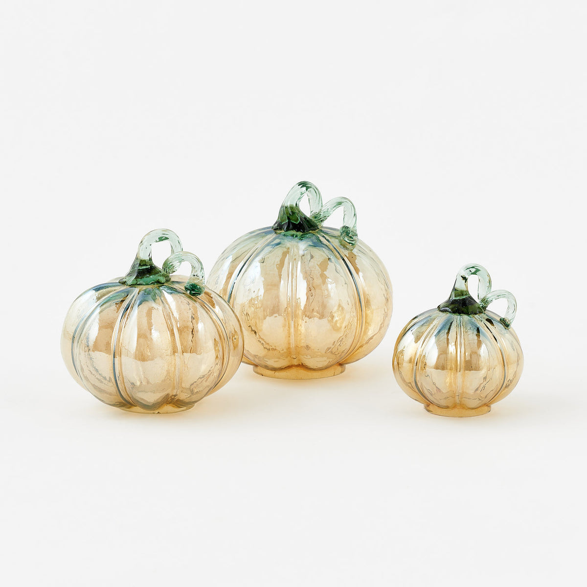 Iridescent Glass Pumpkin, Set of 3