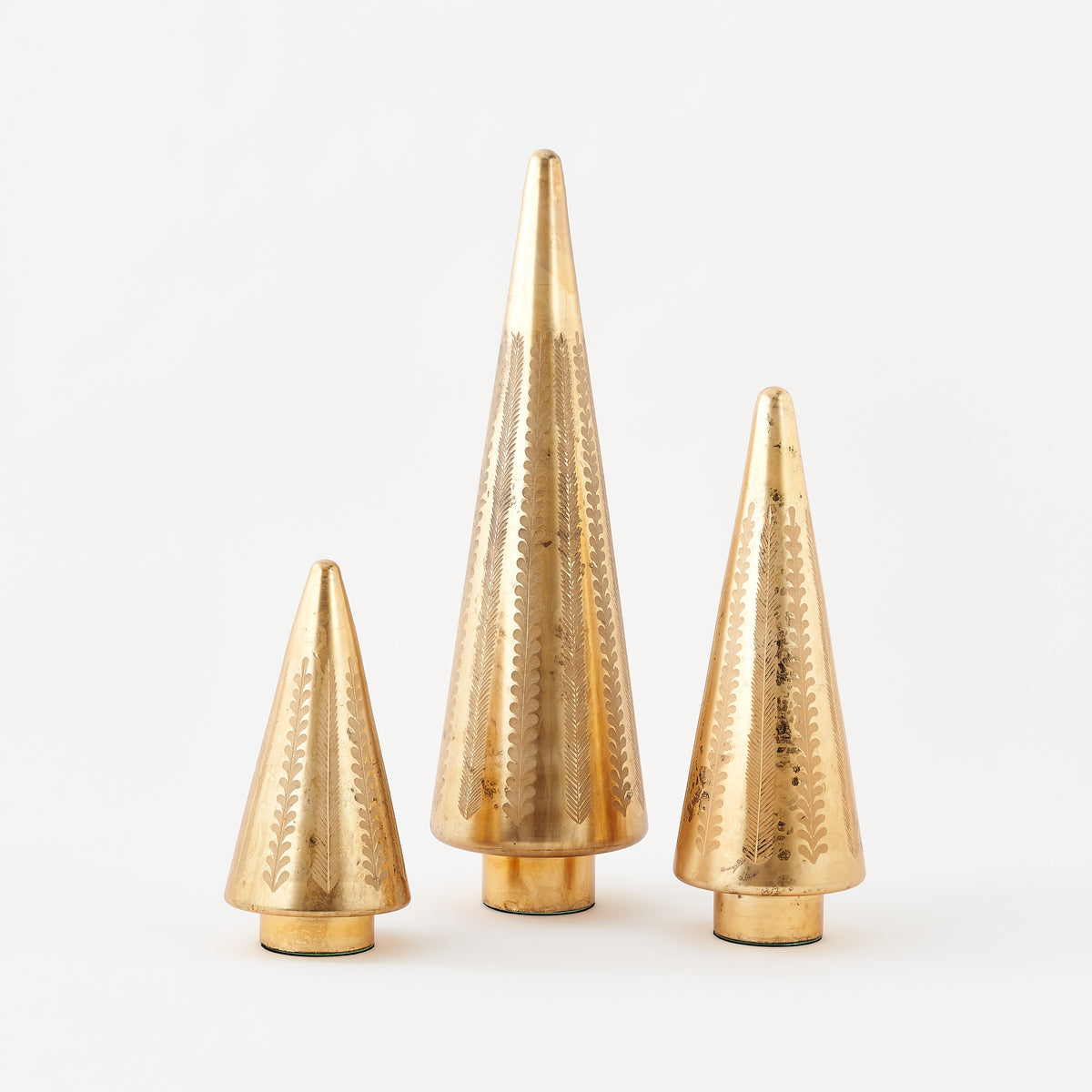 Etched Gold Tree, Set of 3