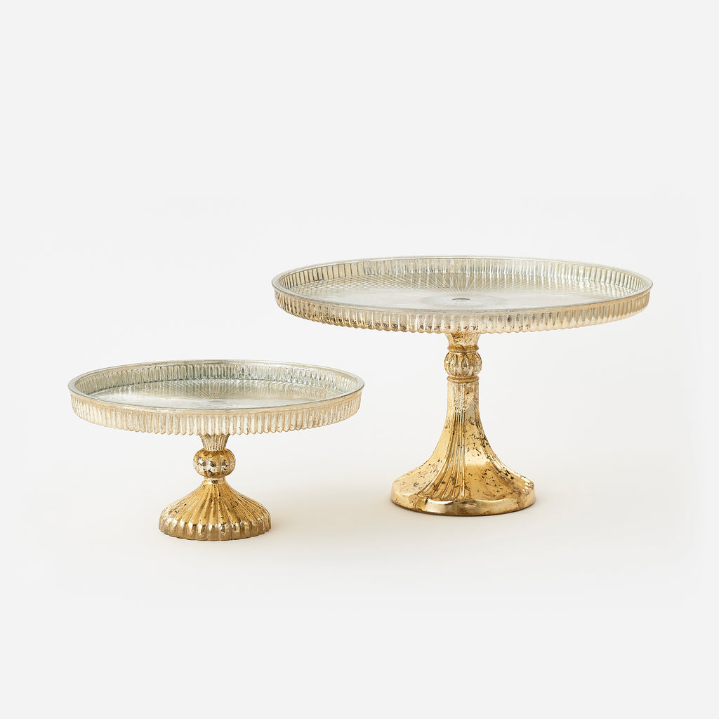 Silver Pedestal Tray, Set of 2