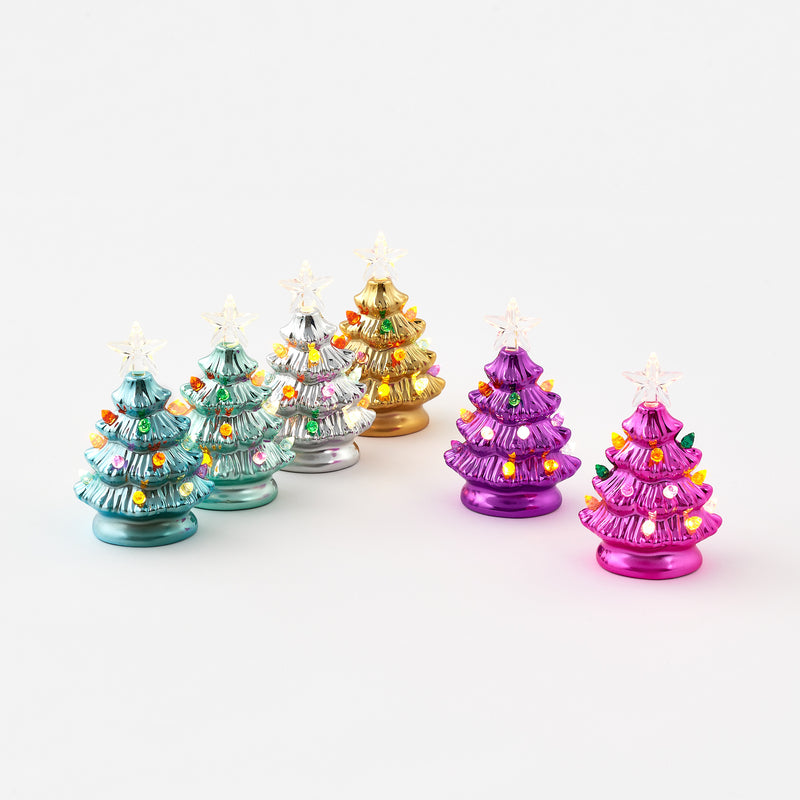 Christmas Tree with Multi Colored Lights, Set of 6 Assorted