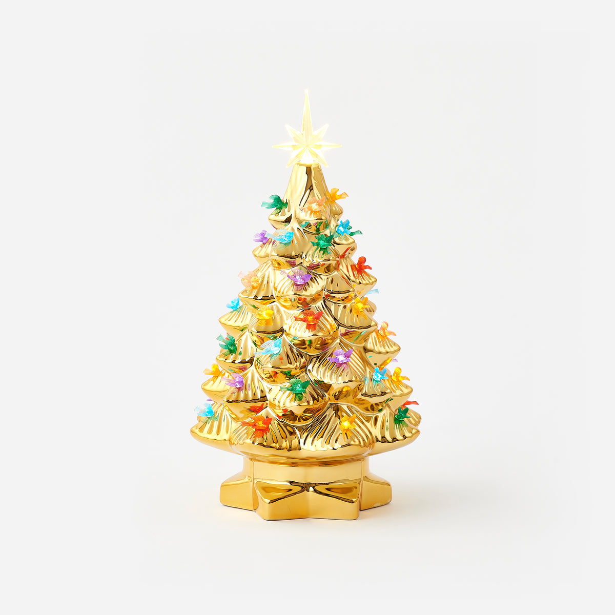Gold Tree with Bird Lights, Timer and Adapter