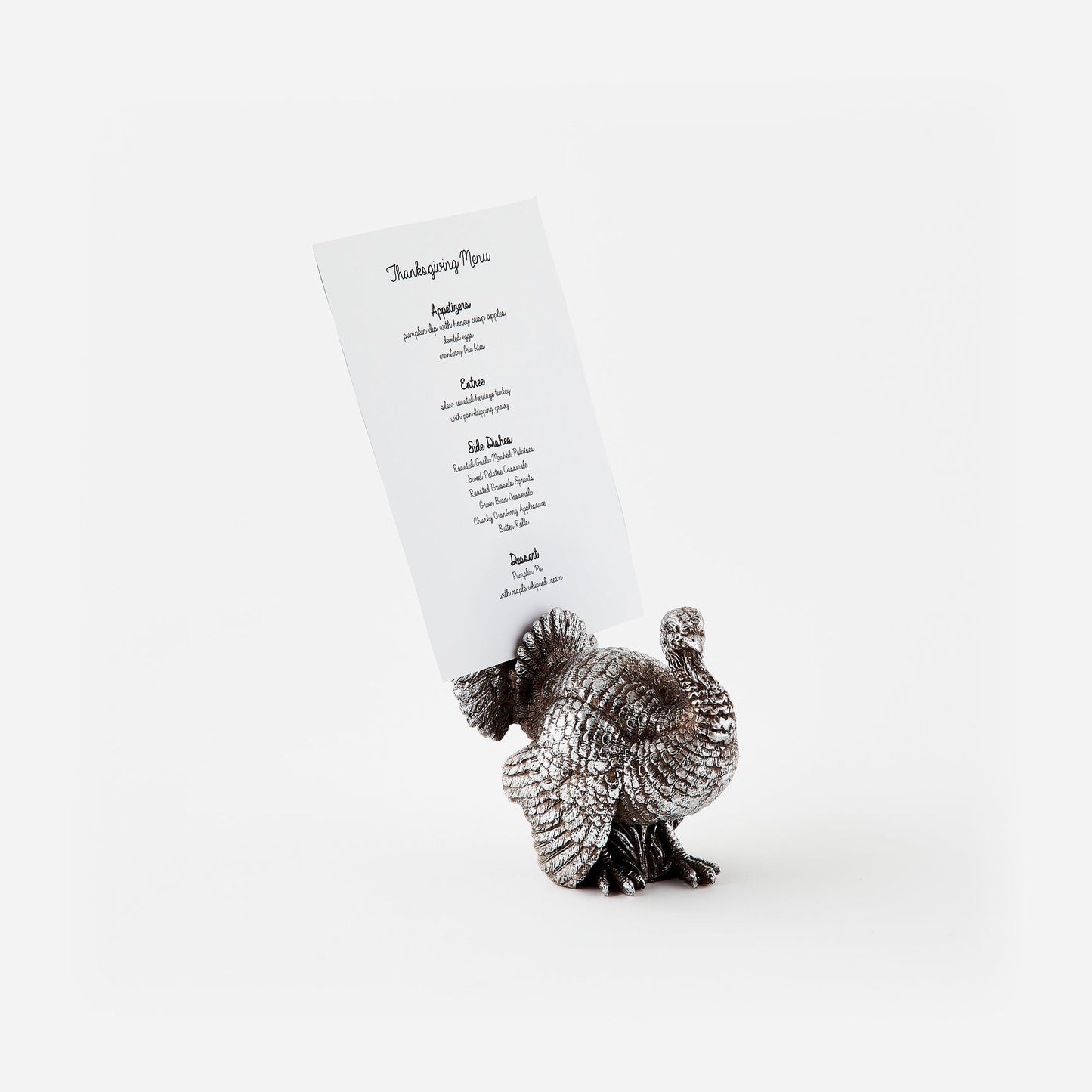 Decorative turkey with a menu on a white background