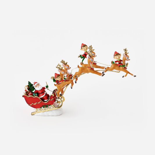 Santa in Sleigh with Flying Reindeer