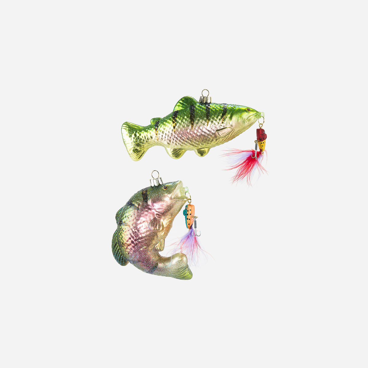 Bass Glass Ornament, Set of 2 Assorted