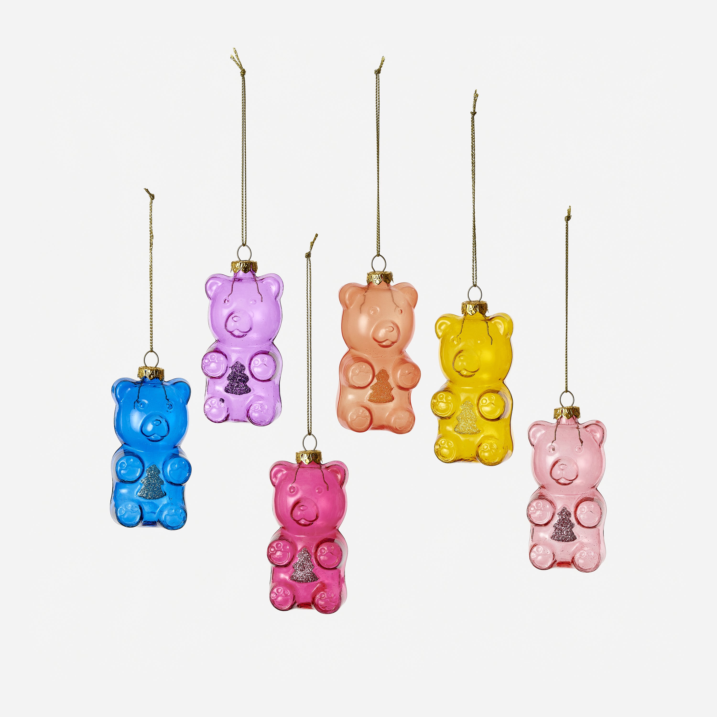 Gummy Bear Glass Ornament, Set of 6 Assorted