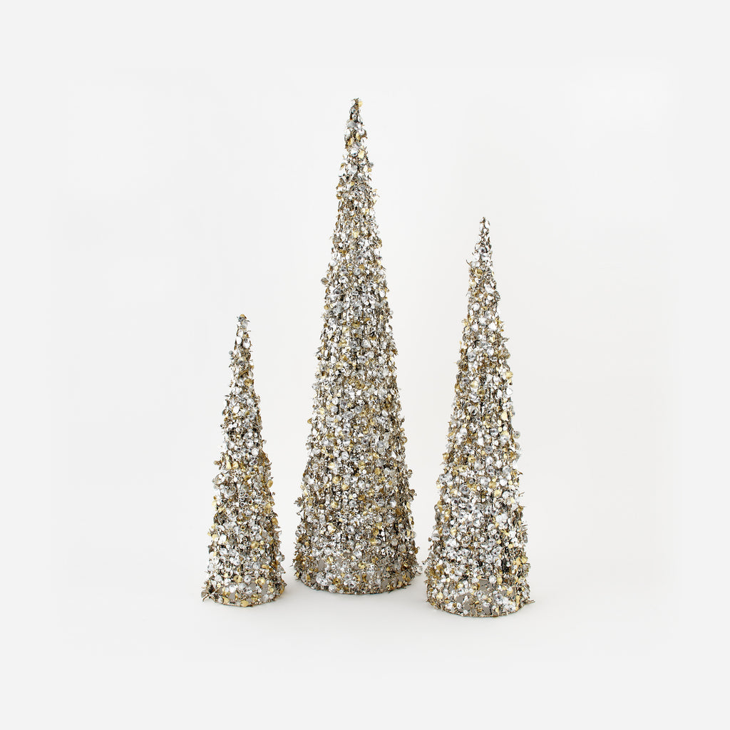 Sequin Cone Tree, Set of 3