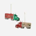 Holiday Delivery Truck Glass Ornament, Set of 2 Assorted