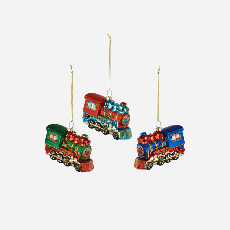 Train Ornament, Set of 3 Assorted