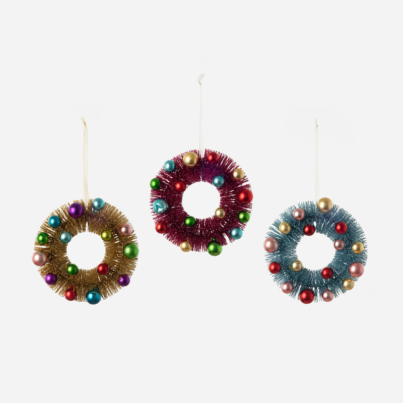 Shiny Ball Wreath Ornament, Set of 3 Assorted