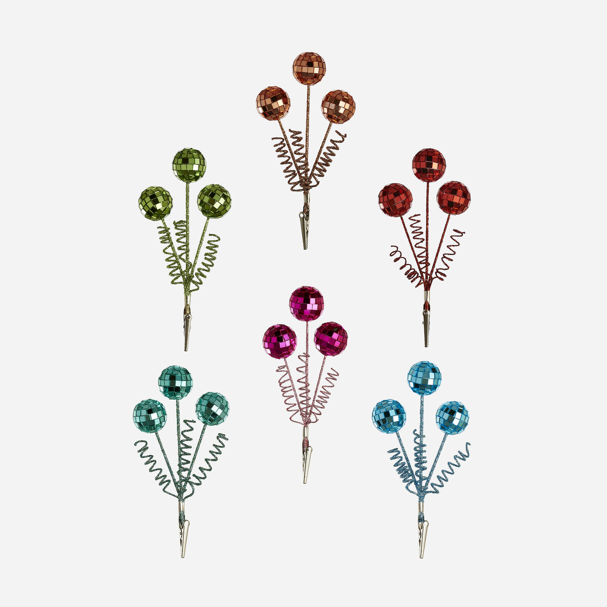 Disco Ball Clip-On Ornament, Set of 6 Assorted