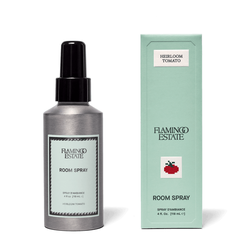 Heirloom Tomato Room Spray by Flamingo Estate featuring a sleek bottle and elegant packaging.