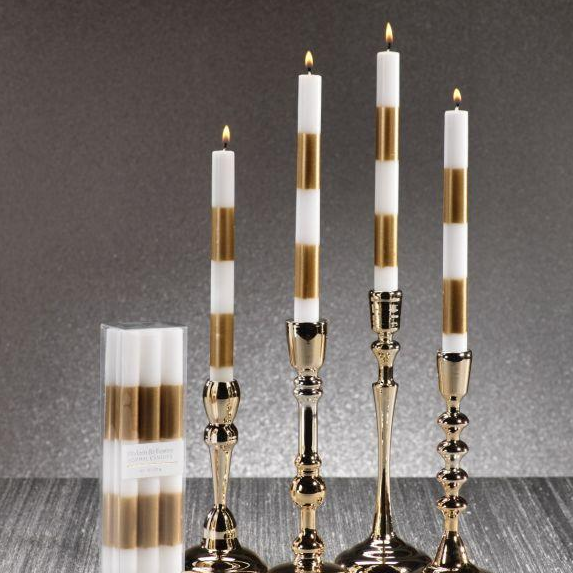 Box of 6 Modern & Festive Gold Formal Taper Candles - Set of 2 - Candles by Carlyle Avenue