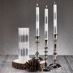 Box of 6 Modern & Festive Silver Formal Taper Candles - Set of 2 - Candles by Carlyle Avenue