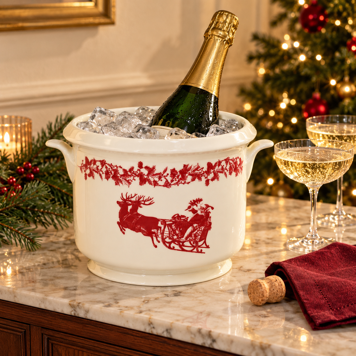 Vintage Yuletide Champagne Bucket