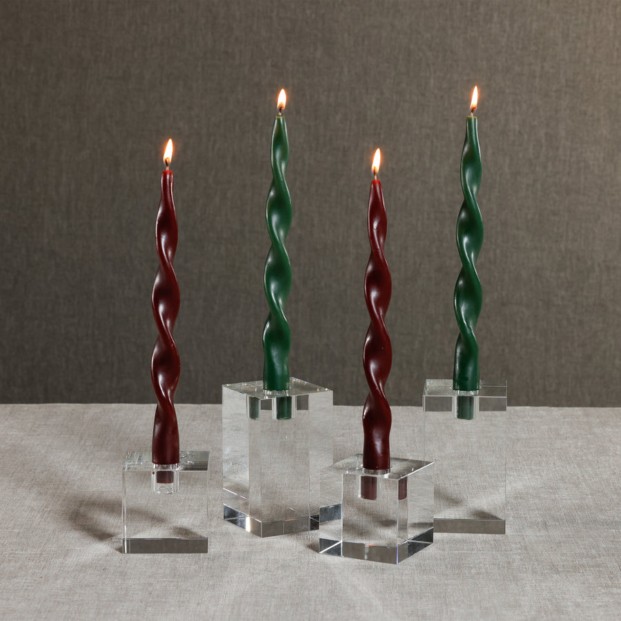 Square Crystal Glass Taper Holder