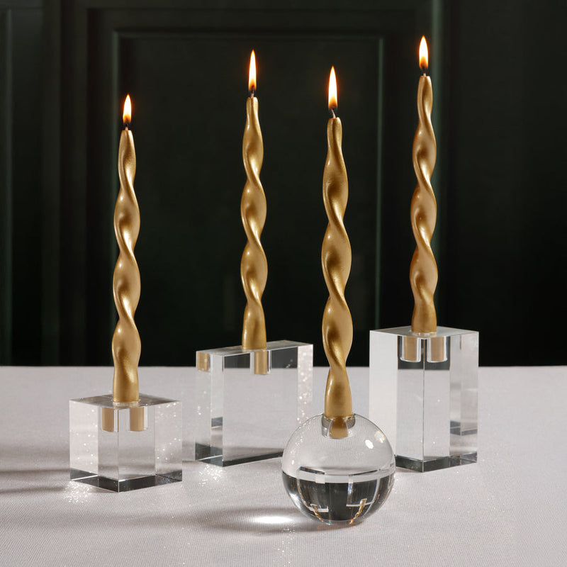 Square Crystal Glass Taper Holder - Taper Holder by Carlyle Avenue