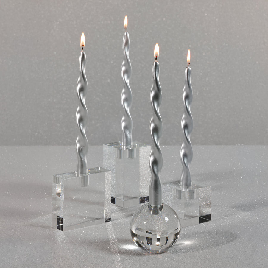 Square Crystal Glass Taper Holder