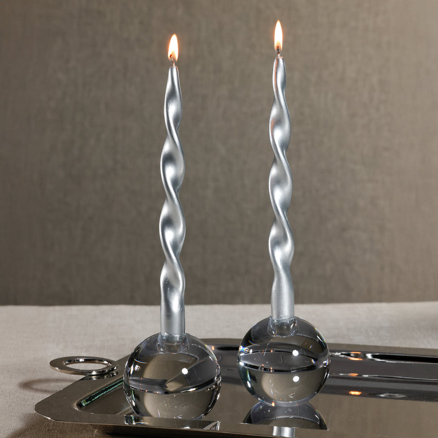Round Crystal Glass Taper Holder - Candle Holders by Carlyle Avenue
