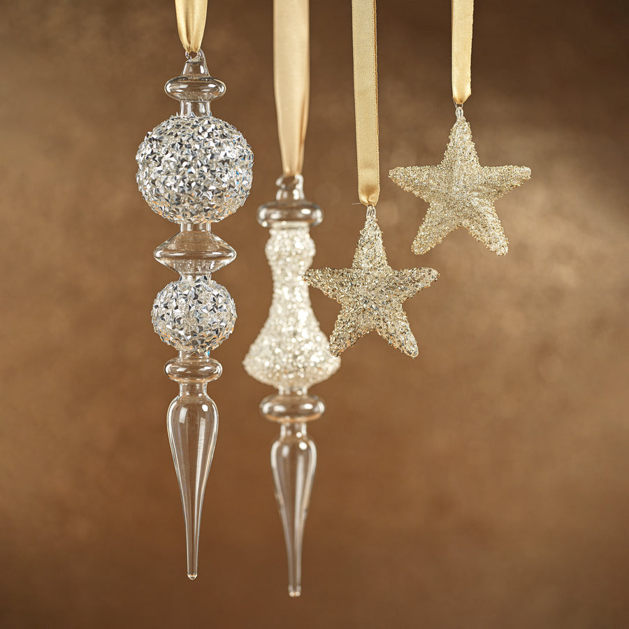 Silver Star Ornament - Set of 6