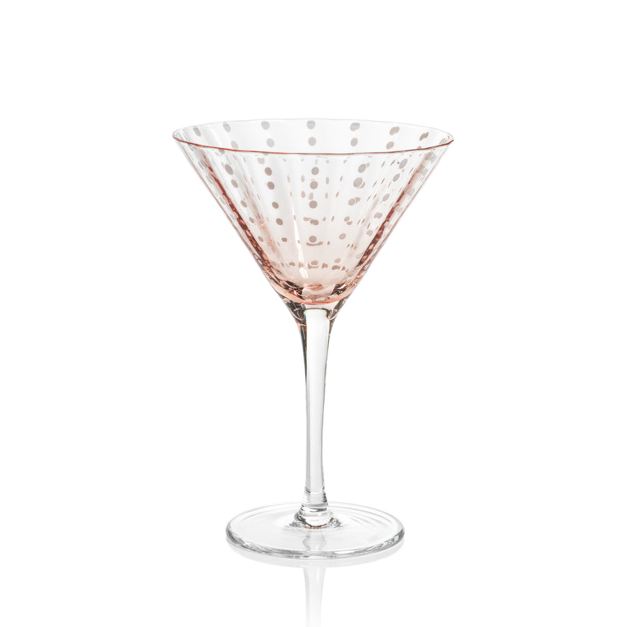 Portofino White Dot Glassware - Pink