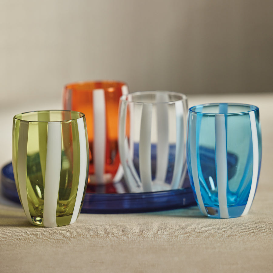 Portofino Striped Stemless Glass - Set of 4