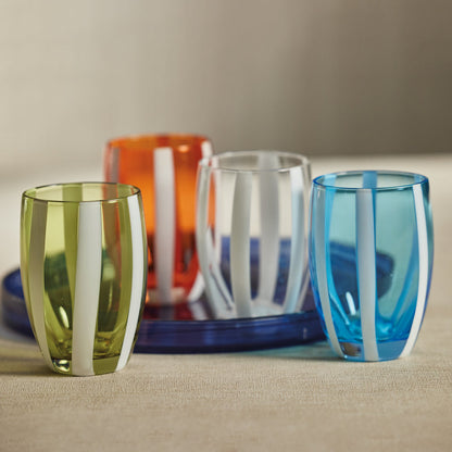Portofino Striped Stemless Glass - Set of 4 - Drinkware Sets by Carlyle Avenue