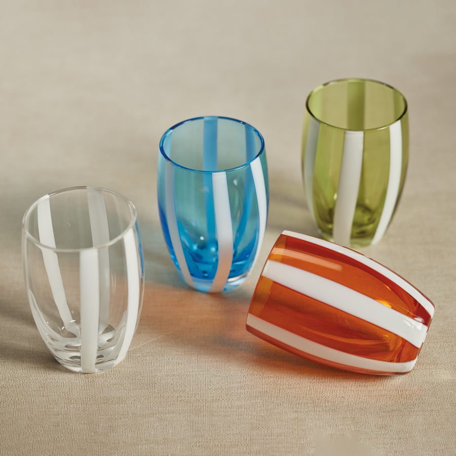 Portofino Striped Stemless Glass - Set of 4 - Drinkware Sets by Carlyle Avenue