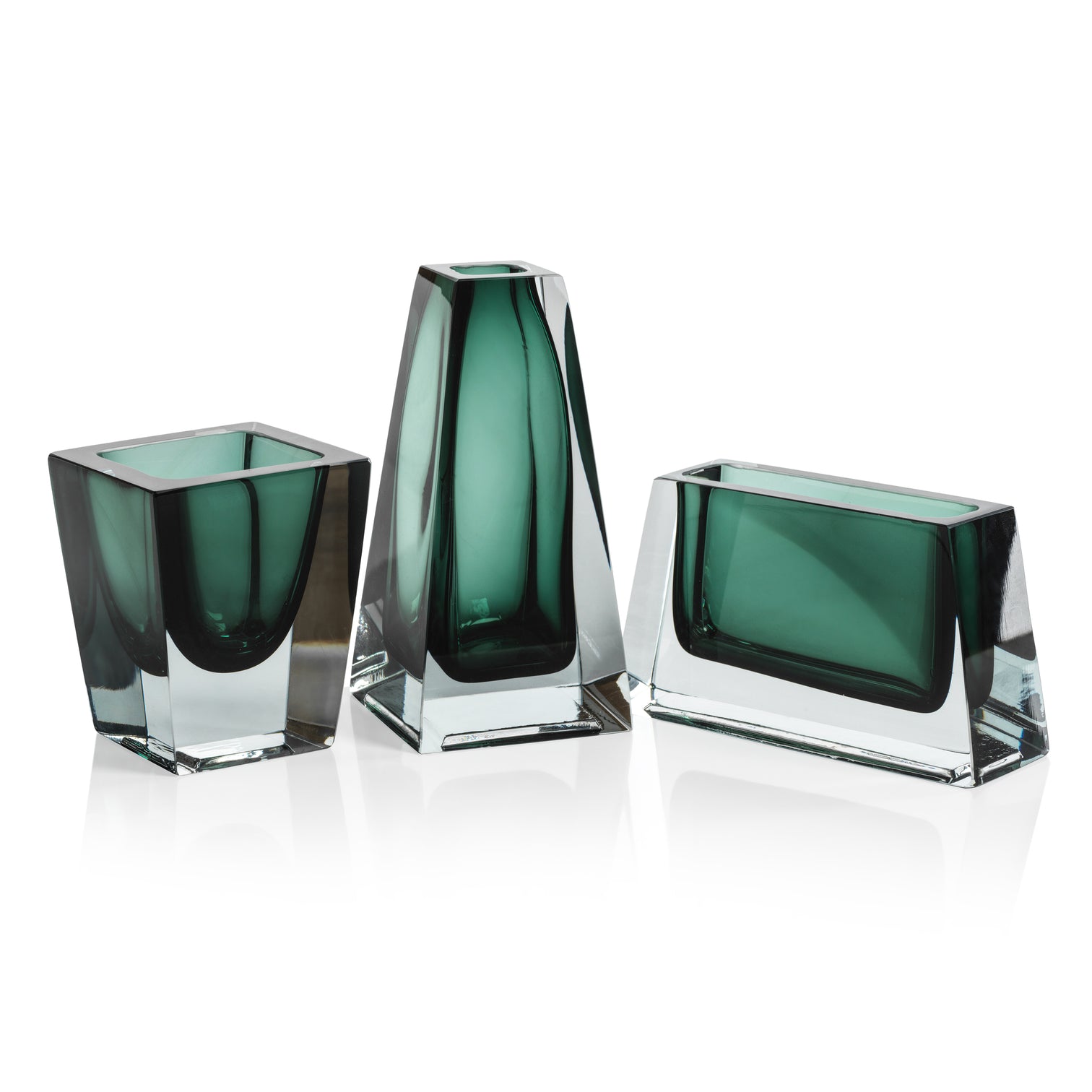 Corinthia Polished Glass Vase - Emerald Green