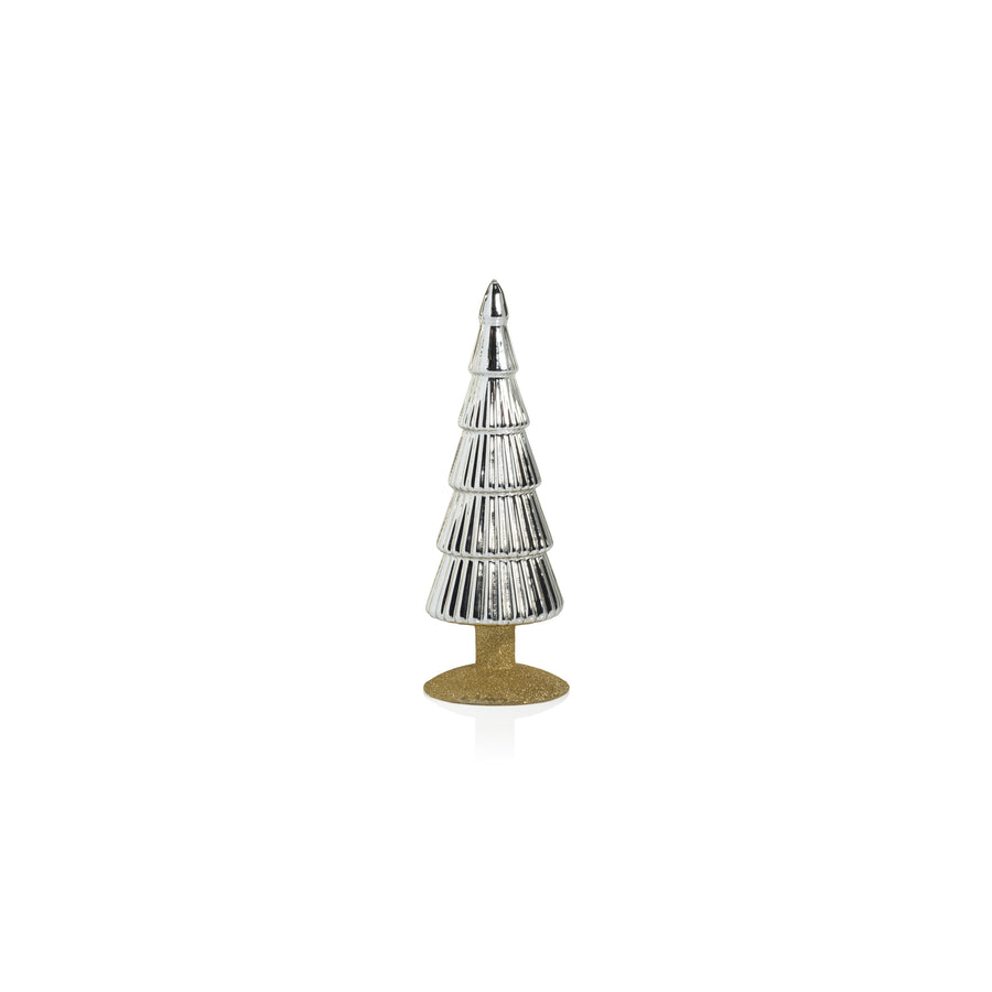 Alpine Glass Tree on Gold Glitter Base - Silver