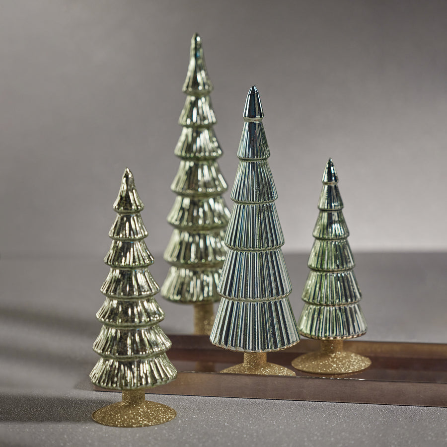Alpine Glass Tree on Gold Glitter Base - Light Green - Christmas Trees by Carlyle Avenue