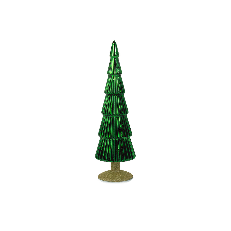 Alpine Glass Tree on Gold Glitter Base - Green