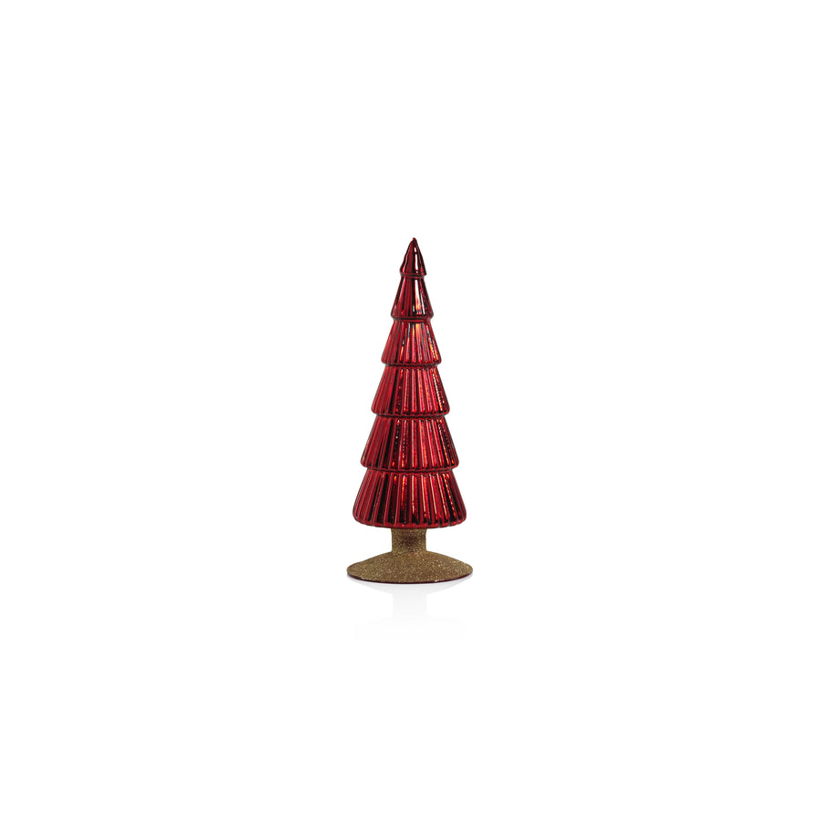 Alpine Glass Tree on Gold Glitter Base - Red - Christmas Trees by Carlyle Avenue