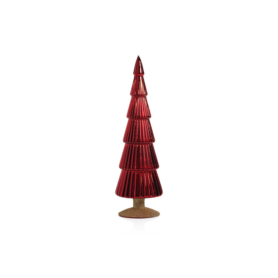 Alpine Glass Tree on Gold Glitter Base - Red - Christmas Trees by Carlyle Avenue