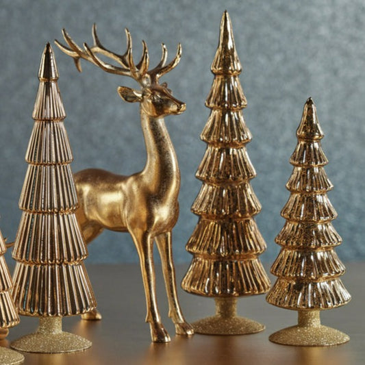 Miramonti Glass Tree on Gold Glitter Base - Gold