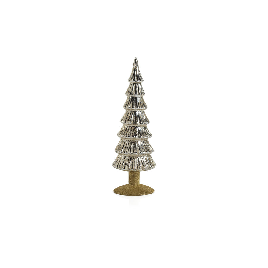 Miramonti Glass Tree on Gold Glitter Base - Silver