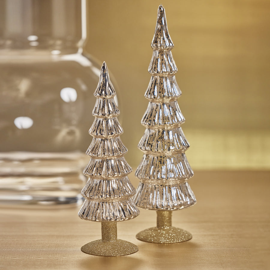 Miramonti Glass Tree on Gold Glitter Base - Silver