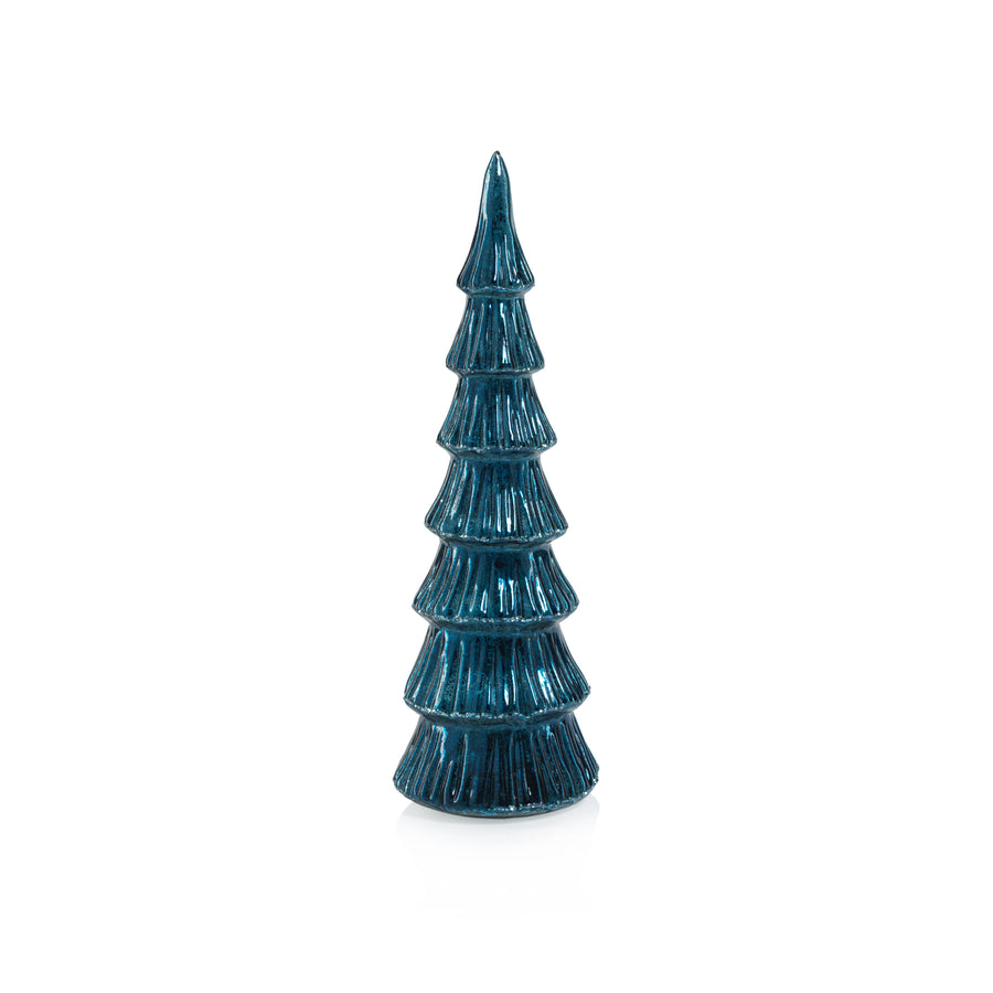 Verbier LED Glass Tree - Blue and Silver
