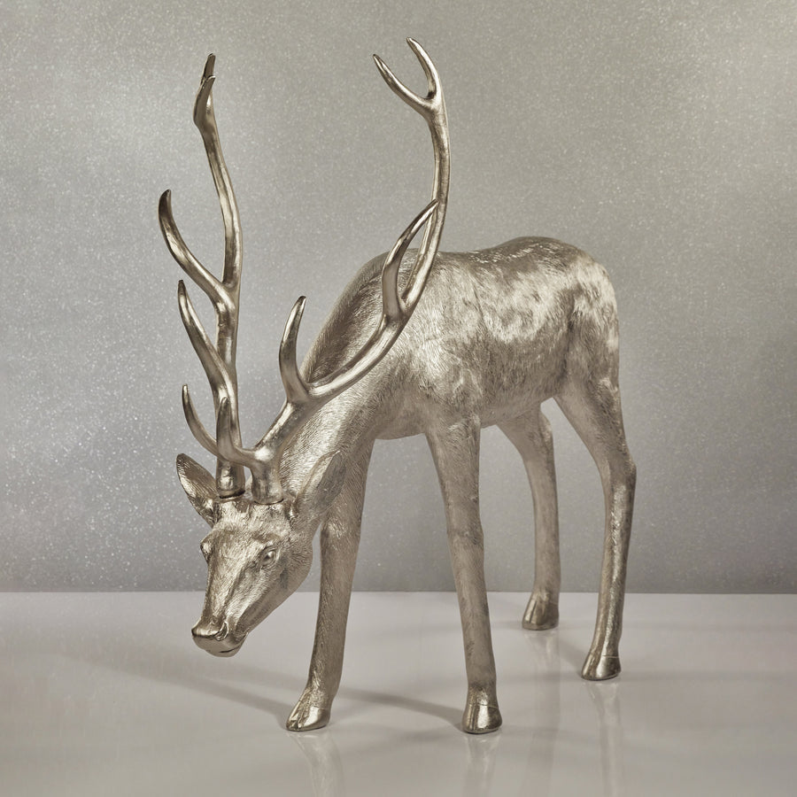 Large Reindeer - Silver - Grazing