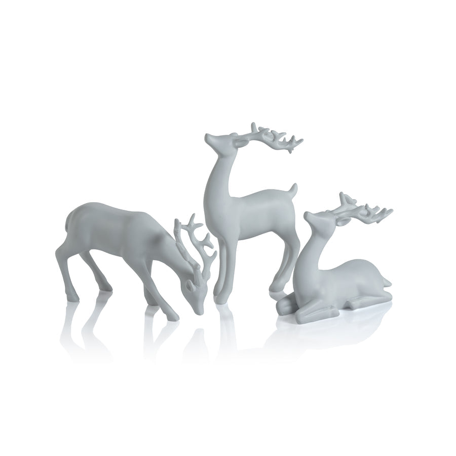 Decorative White Reindeer Assortment - Set of 6 - Holiday Decor by Carlyle Avenue