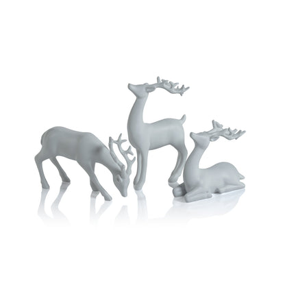 Decorative White Reindeer Assortment - Set of 6 - Holiday Decor by Carlyle Avenue